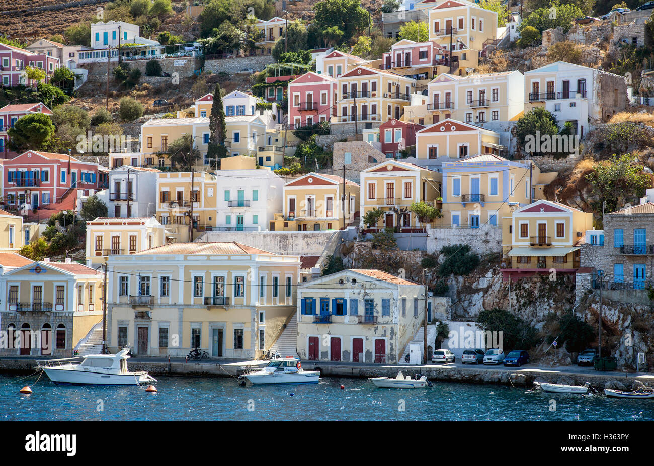 Symi Stadt griechische Inseln Griechenland Stockfoto