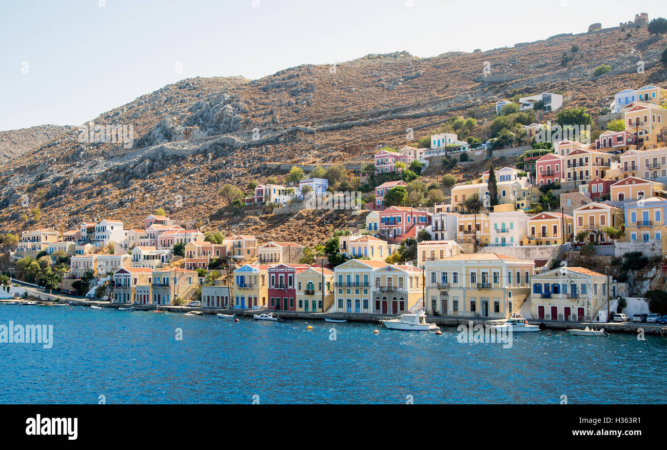 Symi Stadt griechische Inseln Griechenland Stockfoto