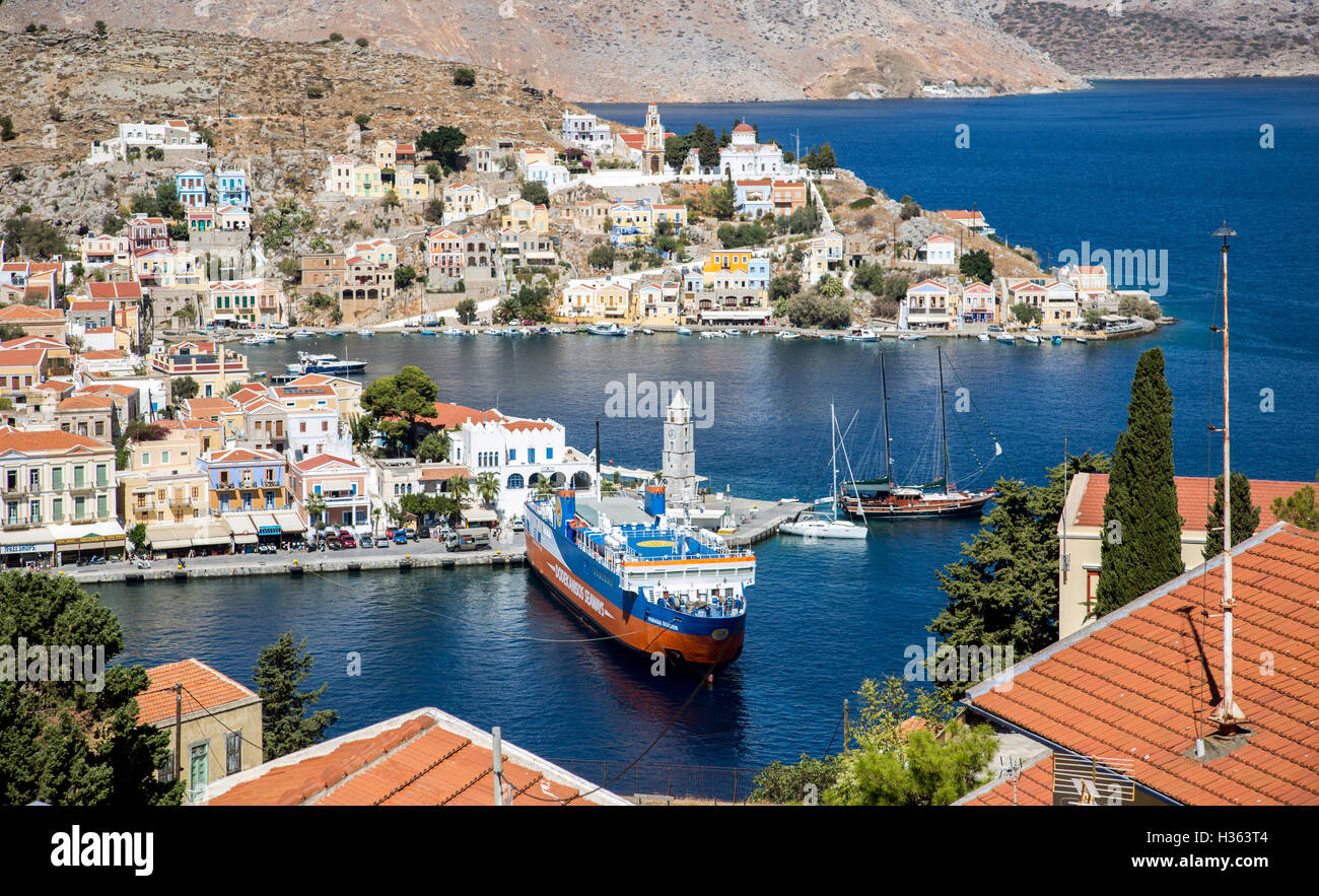 Symi Hafen griechische Inseln Griechenland Stockfoto