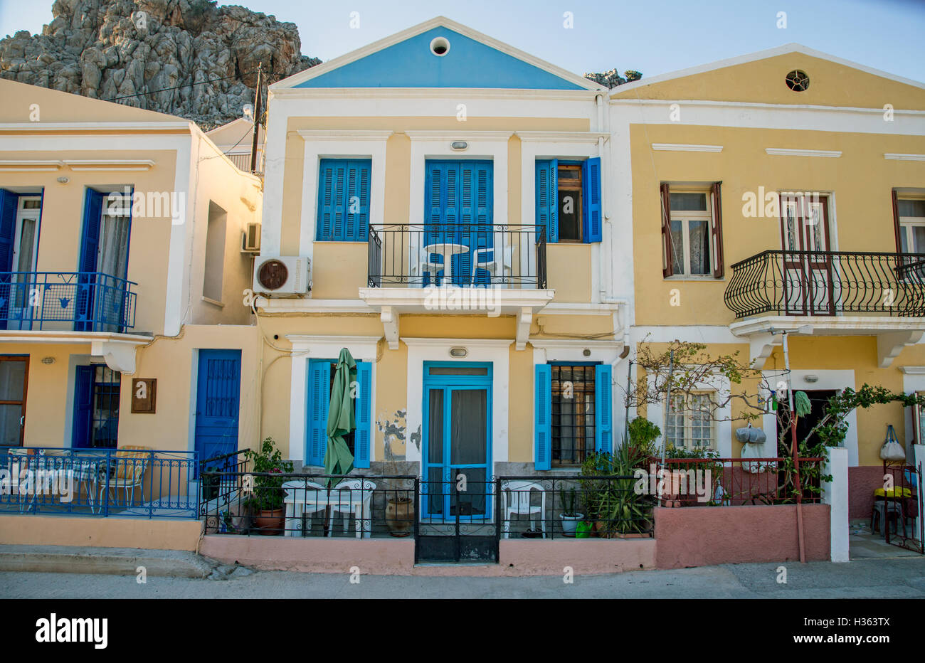 Traditionelle venezianische Architektur Symi griechische Inseln Griechenland Stockfoto