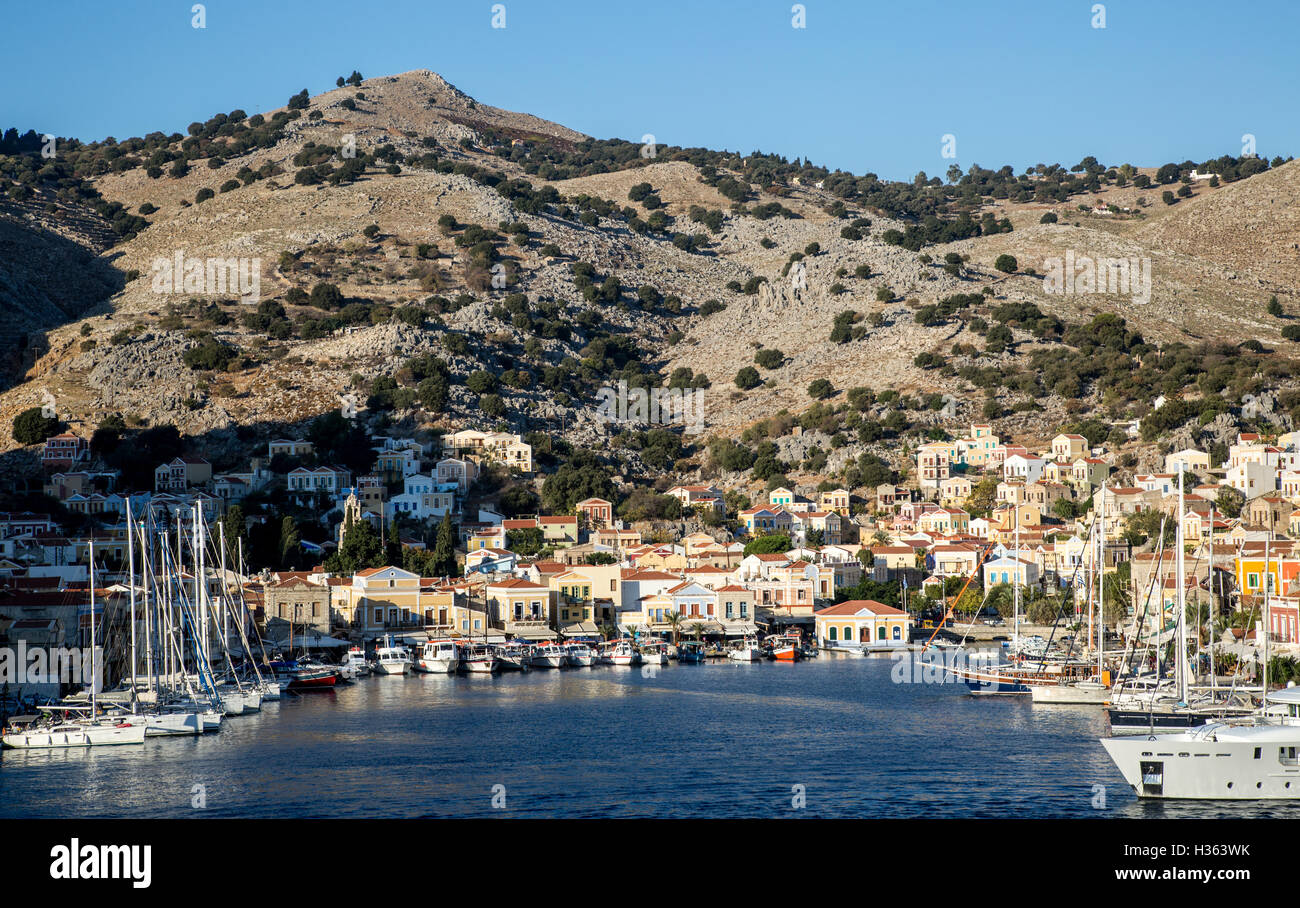 Hafen von Symi Griechenland Stockfoto
