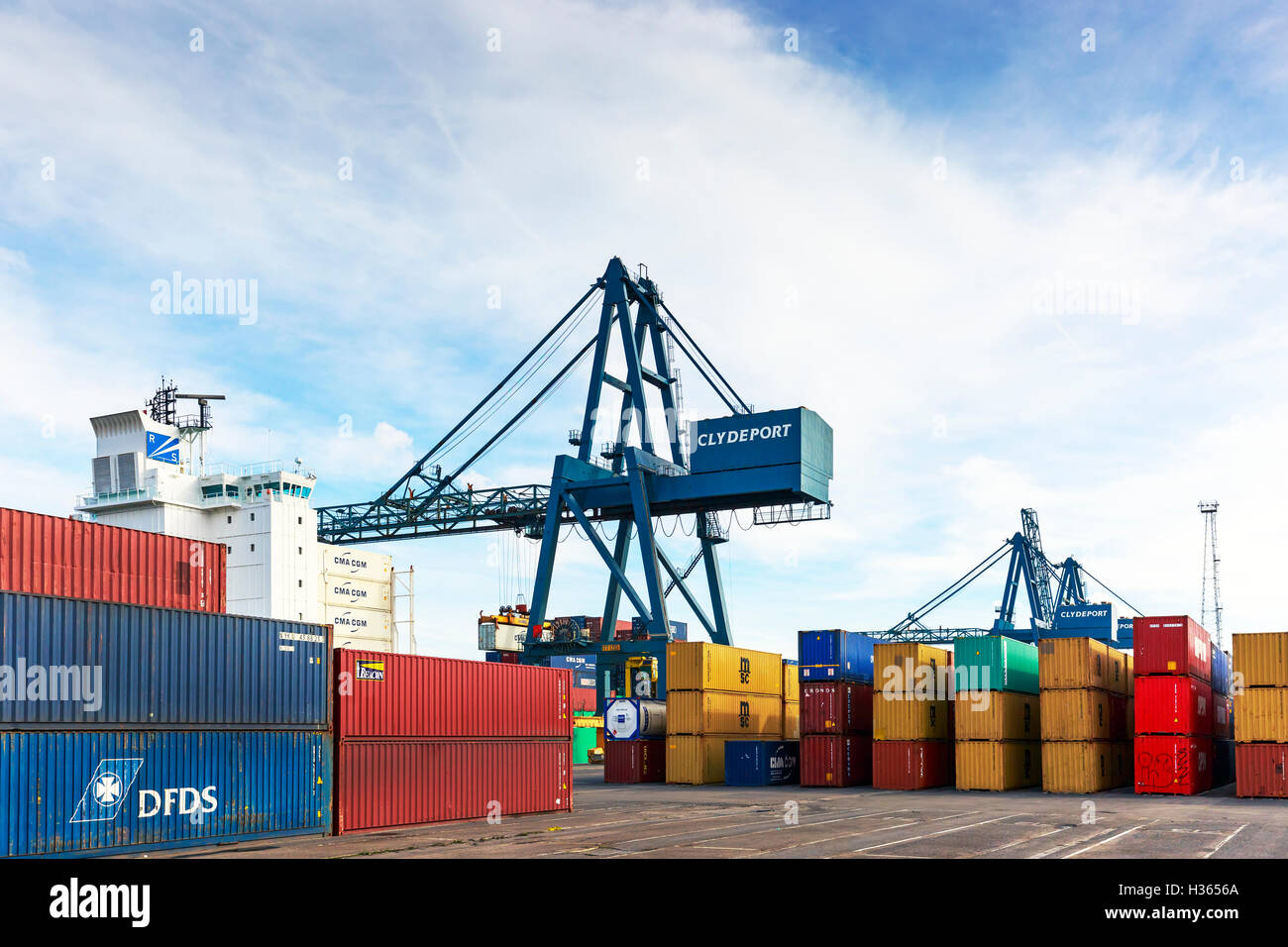 Clydeport Docks und Lagerbehälter, Greenock, Glasgow, Scotland, UK Stockfoto