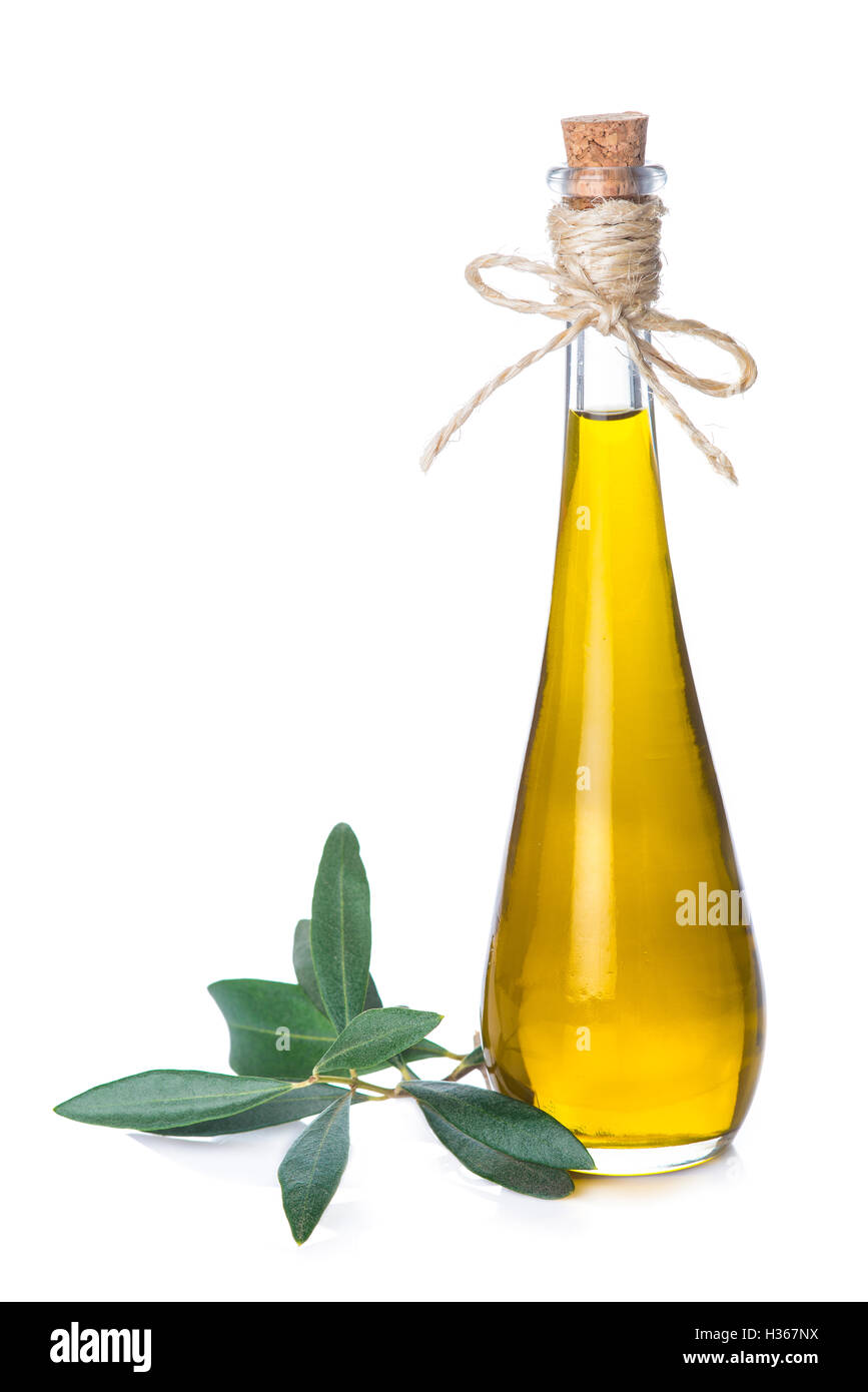 Extra Natives Olivenolflasche Mit Einem Seil Um Den Hals Die Isoliert Auf Weissem Hintergrund Stockfotografie Alamy