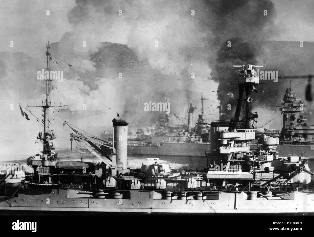 Versenkung der französischen Flotte in Mers - el - Kebir, 1940 Stockfoto