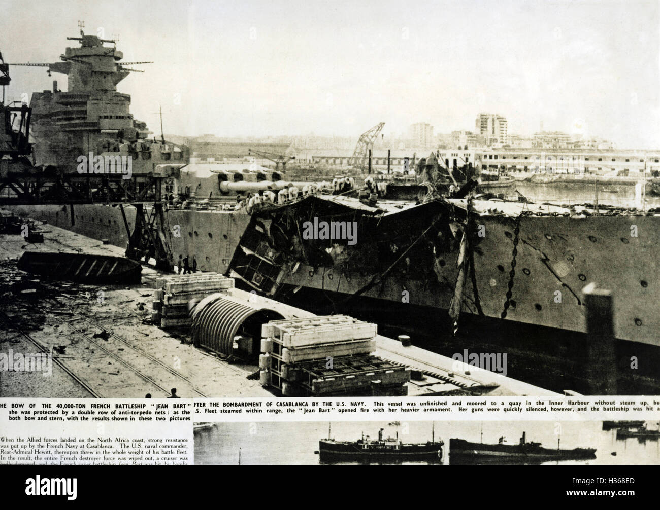 Jean Bart in den Hafen von Casablanca, 1943 Stockfoto