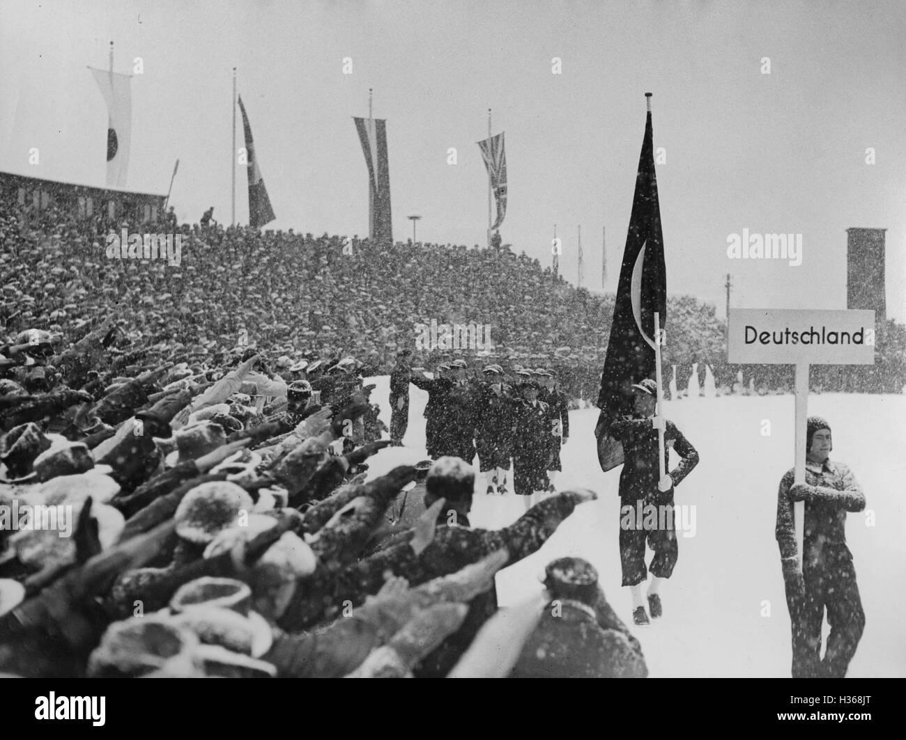 Eröffnungsfeier der Olympischen Winterspiele IV in Garmisch-Partenkirchen, 1936 Stockfoto
