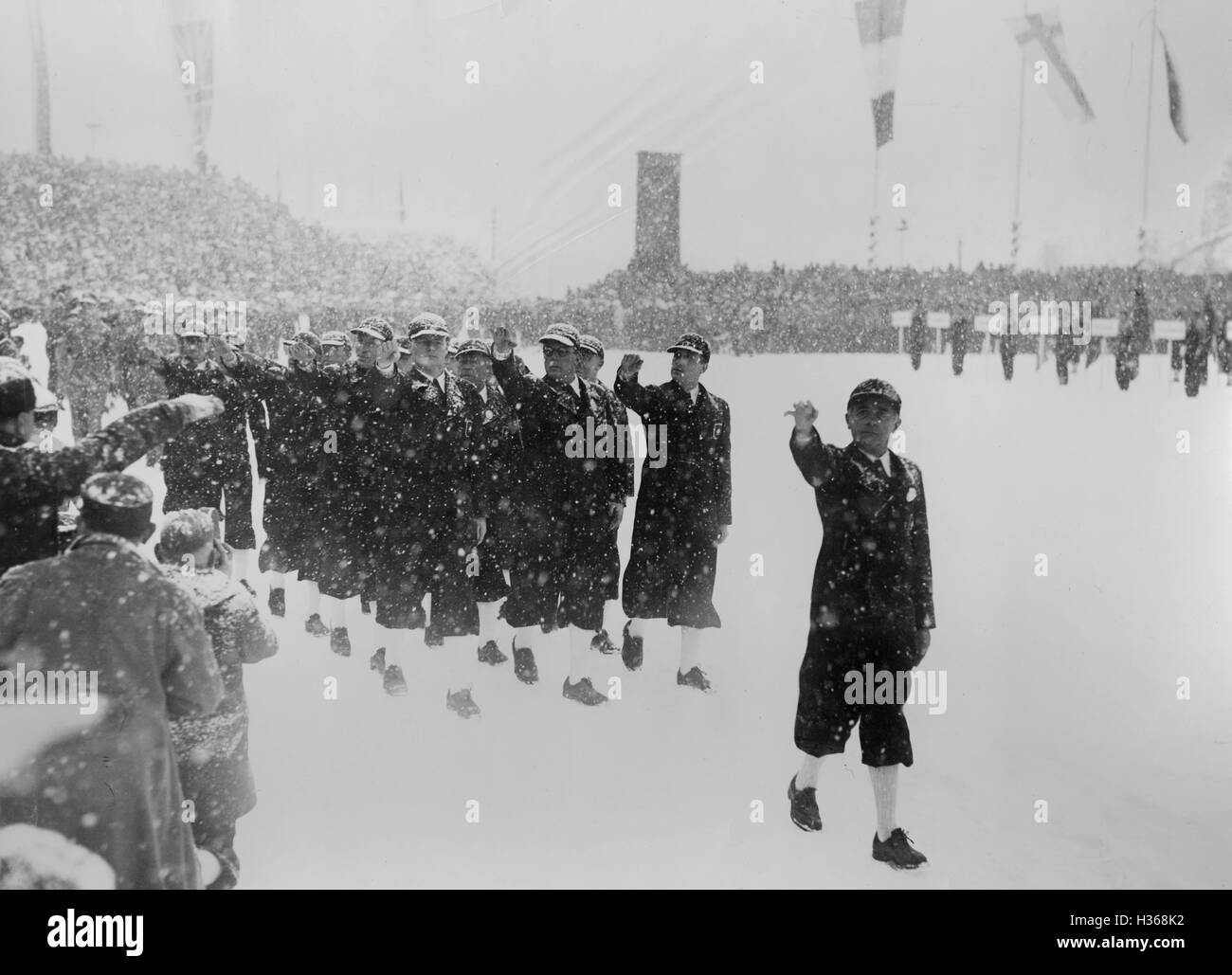 Eröffnungsfeier der Olympischen Winterspiele IV in Garmisch-Partenkirchen, 1936 Stockfoto