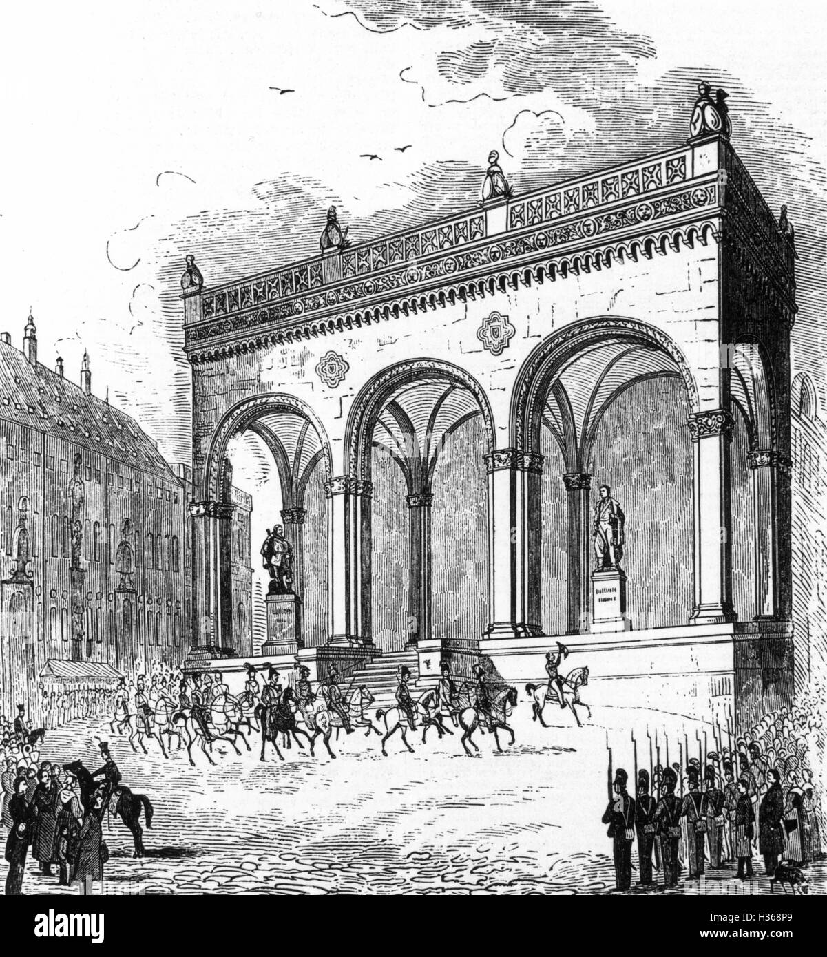 Odeonsplatz und Feld-Marshal´s-Halle in München, 1845 Stockfoto