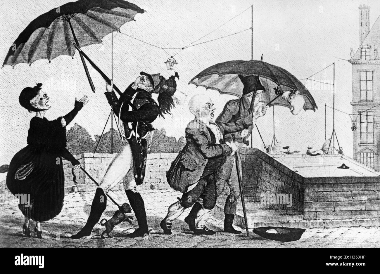 Einführung des Schirms, um 1800 Stockfoto