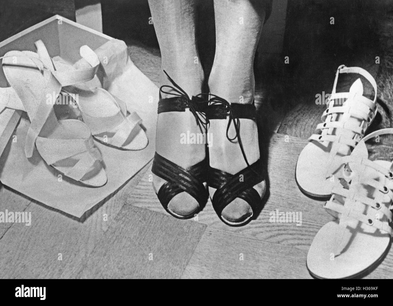 Schuhmode, 30er Jahre Stockfoto