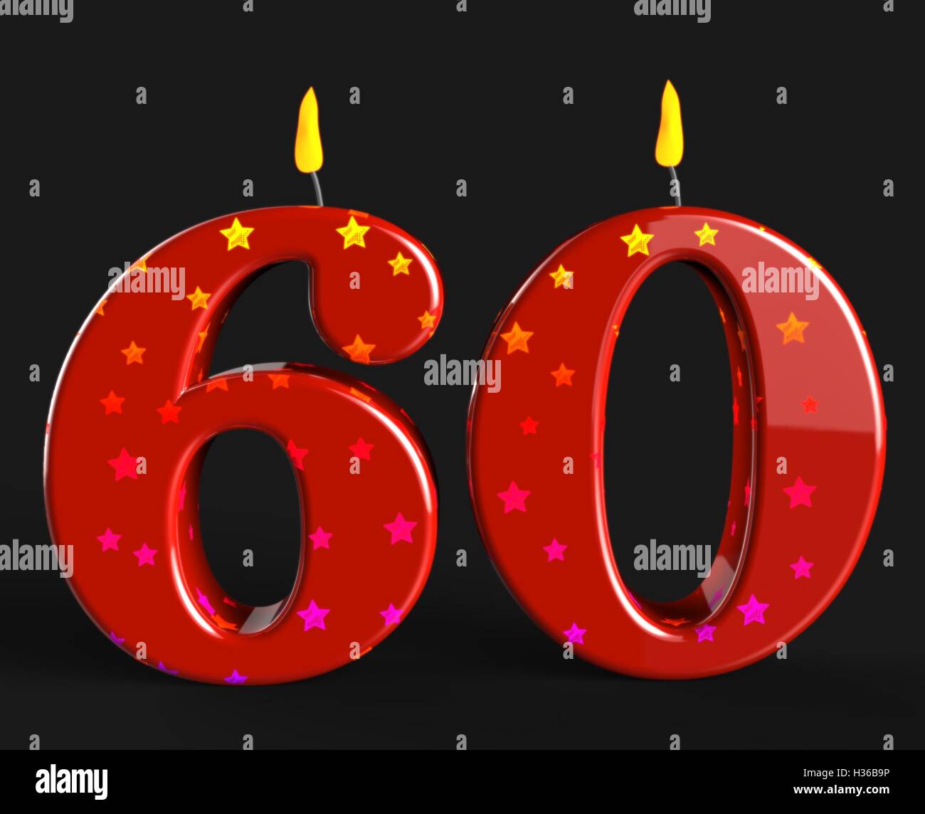 Nummer 60 Kerzen zeigen ältere Geburtstag oder Geburtstag Stockfoto