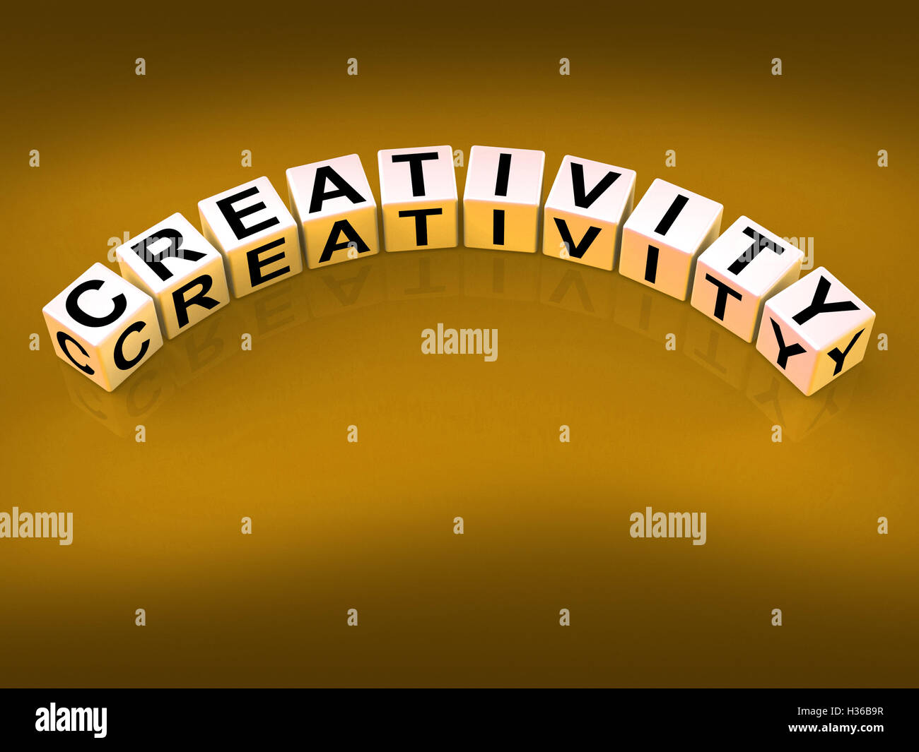 Kreativität-Würfel bedeuten Erfindungsreichtum Inspiration und Ideen Stockfoto