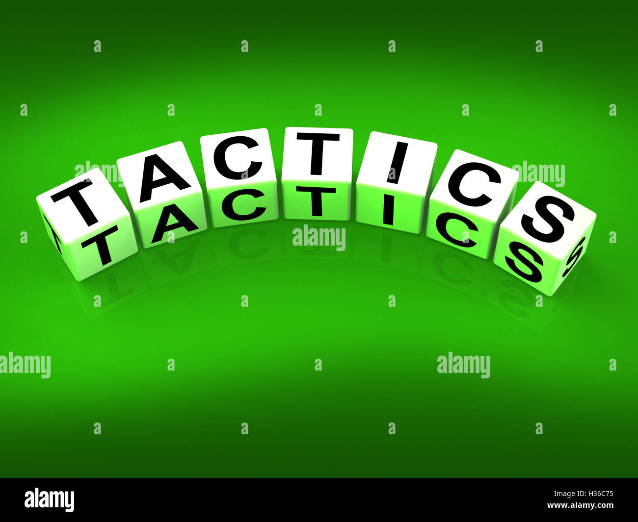 Taktik-Blöcke zeigen Ansatz-Strategie und Technik Stockfoto