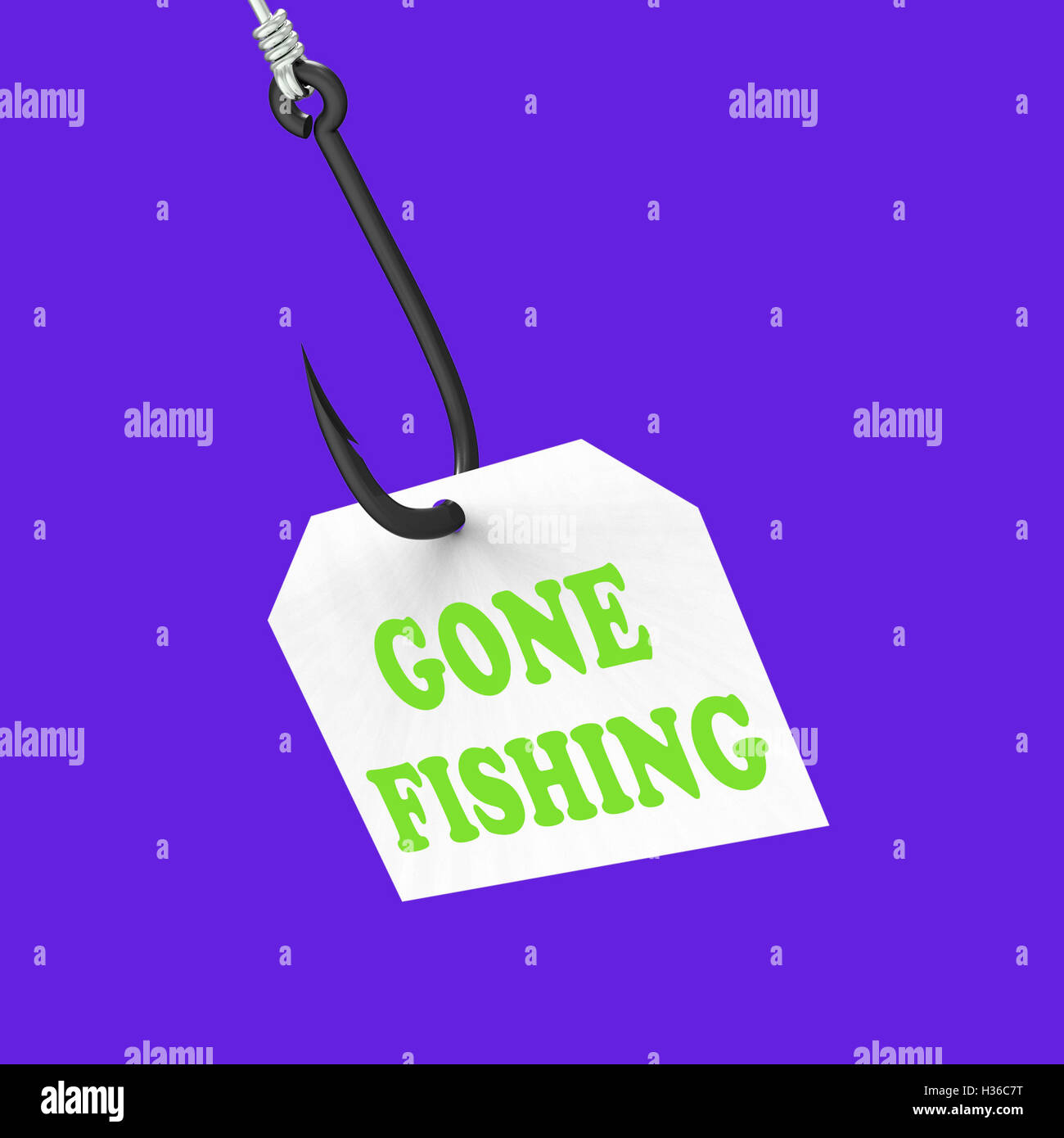 Gone Fishing am Haken zeigt entspannenden Kurzurlaub und Erholung Stockfoto