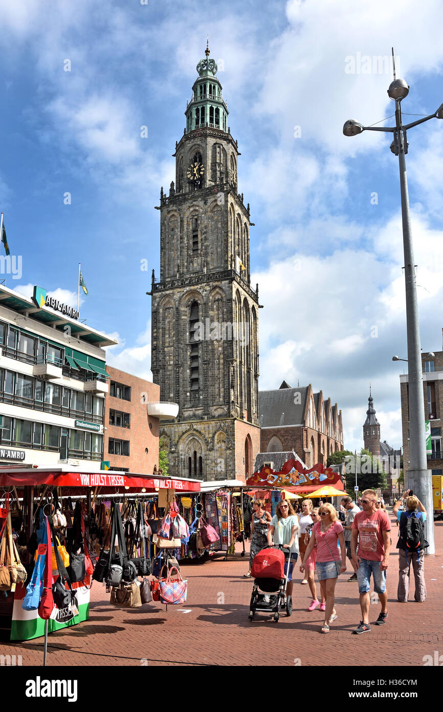 Die Martinitoren - Martini (St.-Martins Turm) 1482 Niederlande Groningen Denkmal Geschichte historisch Niederlande Stockfoto