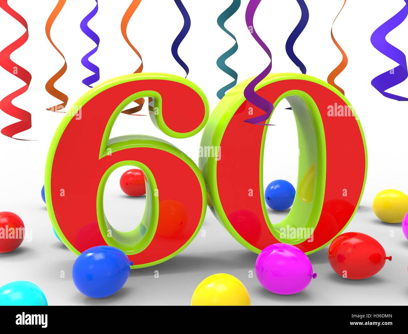 Nummer 60 Party Shows sechzigsten Geburtstag oder Jahrestag Stockfoto