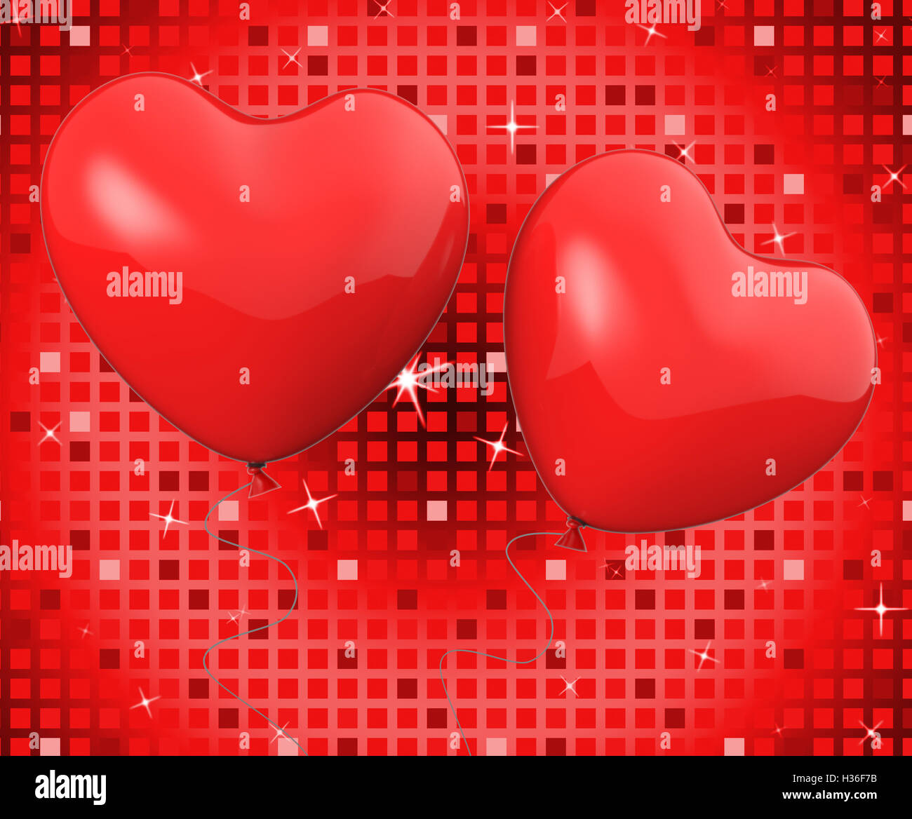 Herz Ballons zeigen romantische Dekoration oder Jubiläum gesellschaftliche Stockfoto