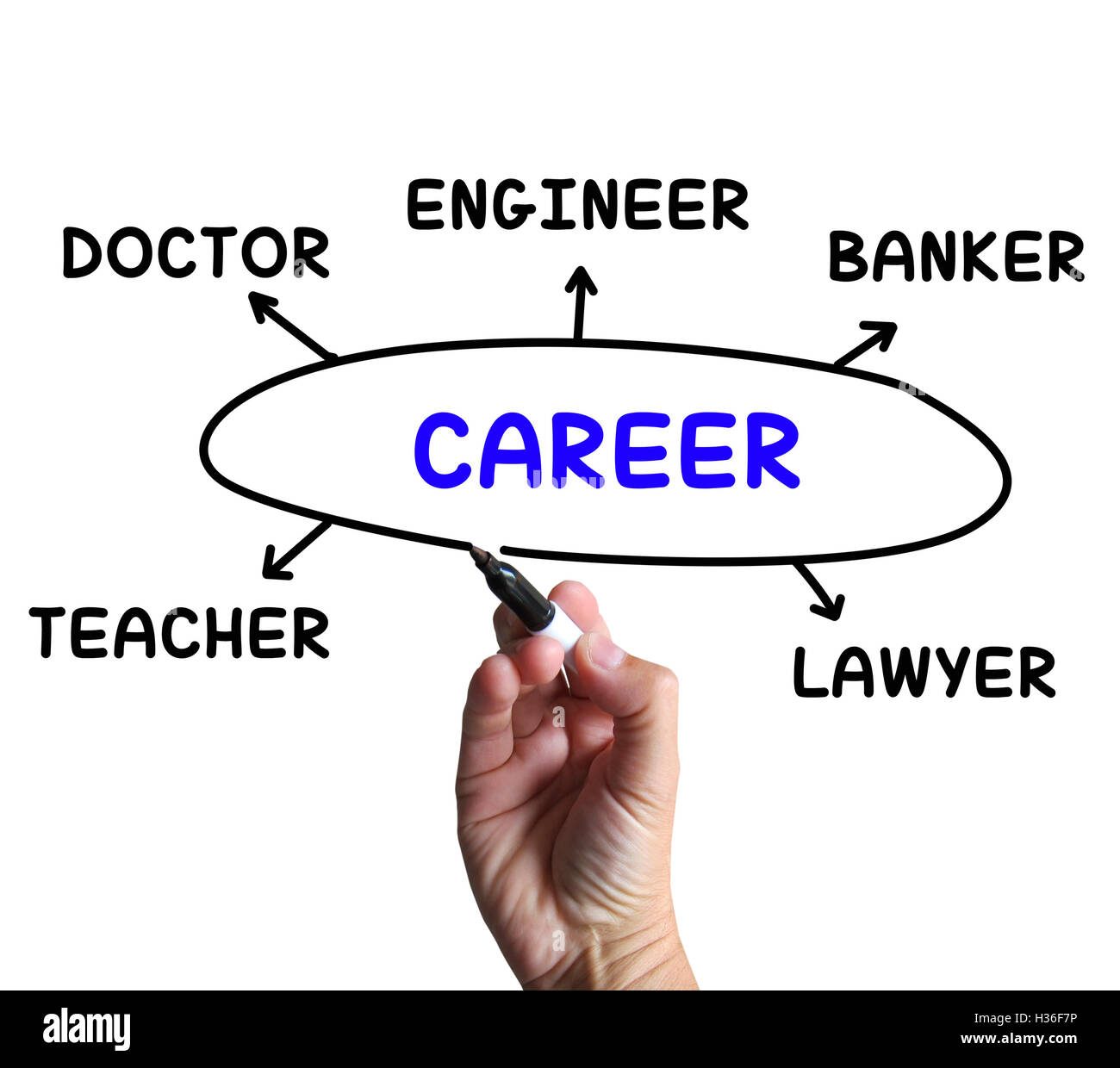 Karriere-Diagramm bedeutet Beruf und Arbeitsfeld Stockfoto