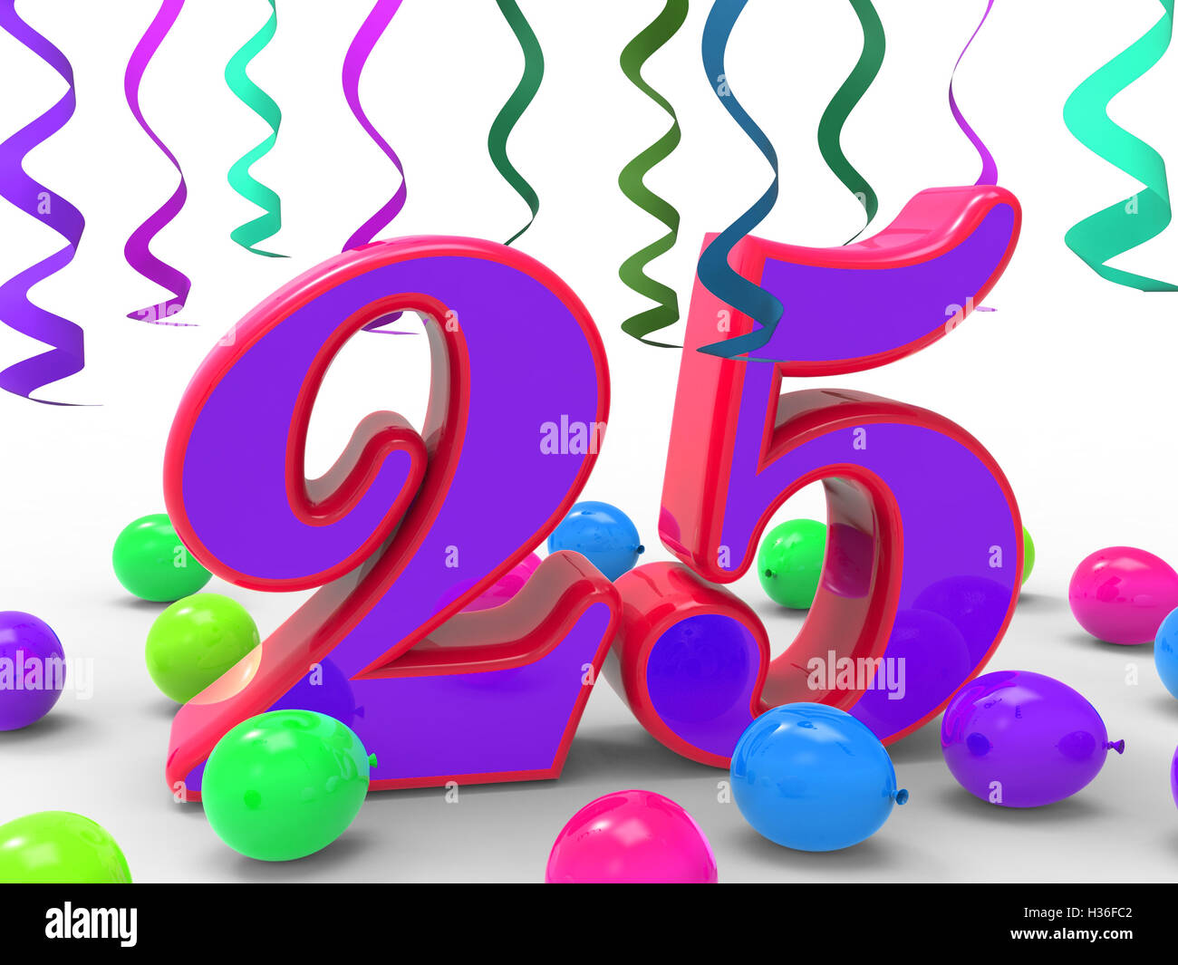 Nummer 25 Party Mittel-Geburtstags-Party oder Feier Stockfoto