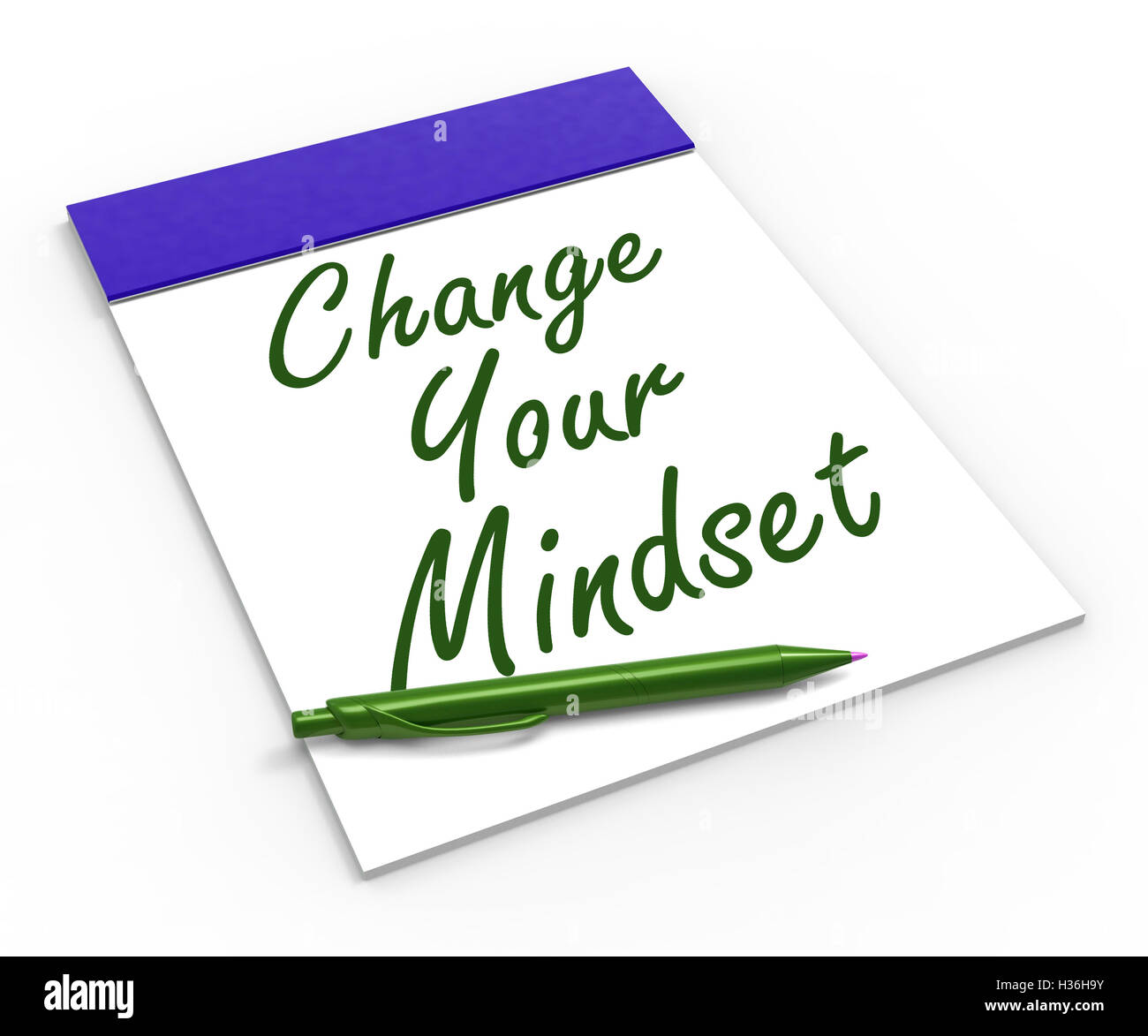 Change Your Mind set Notebook zeigt Positivität oder Positive Attit Stockfoto