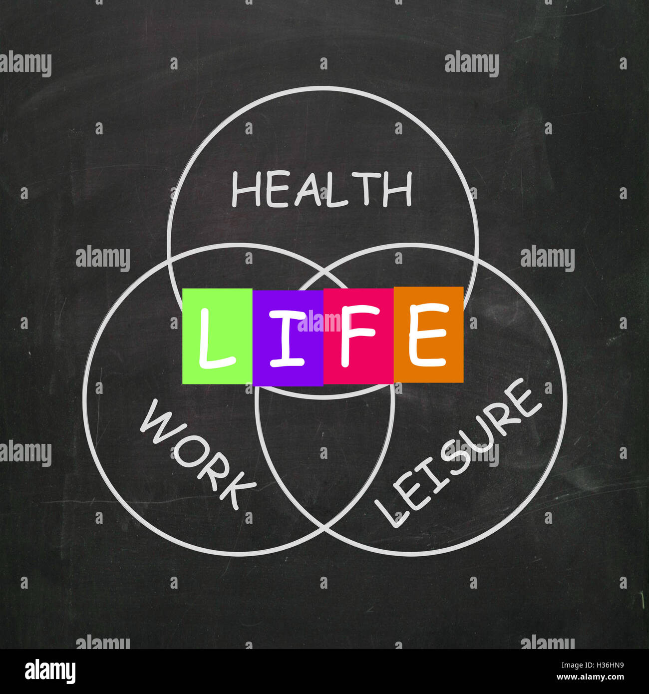 Balance-Leben mit Gesundheit Freizeit und Arbeit Stockfoto