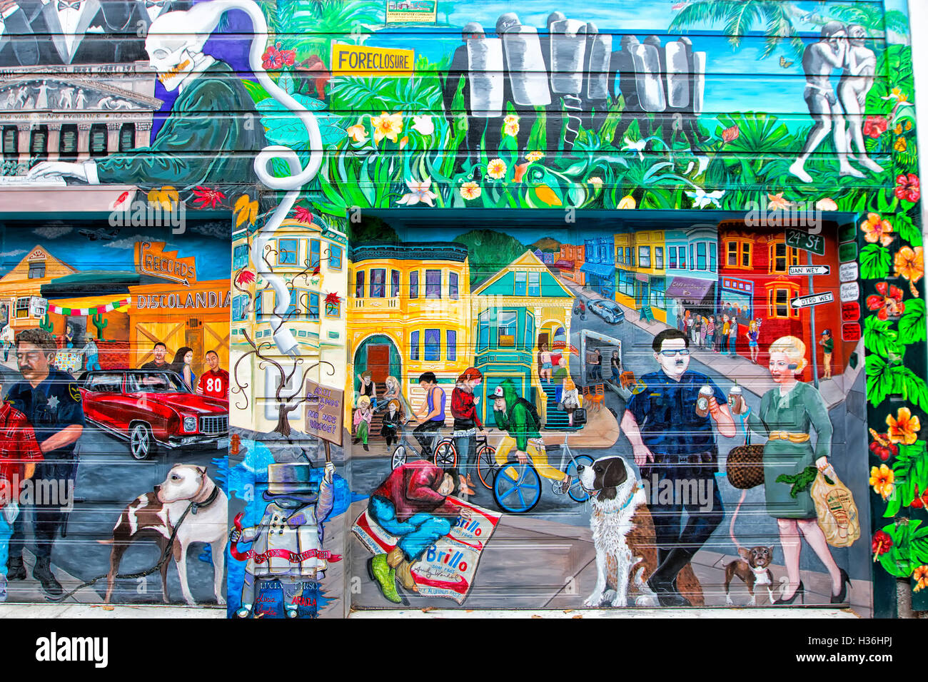 Wandbild im Stadtteil Castro, San Francisco Stockfoto