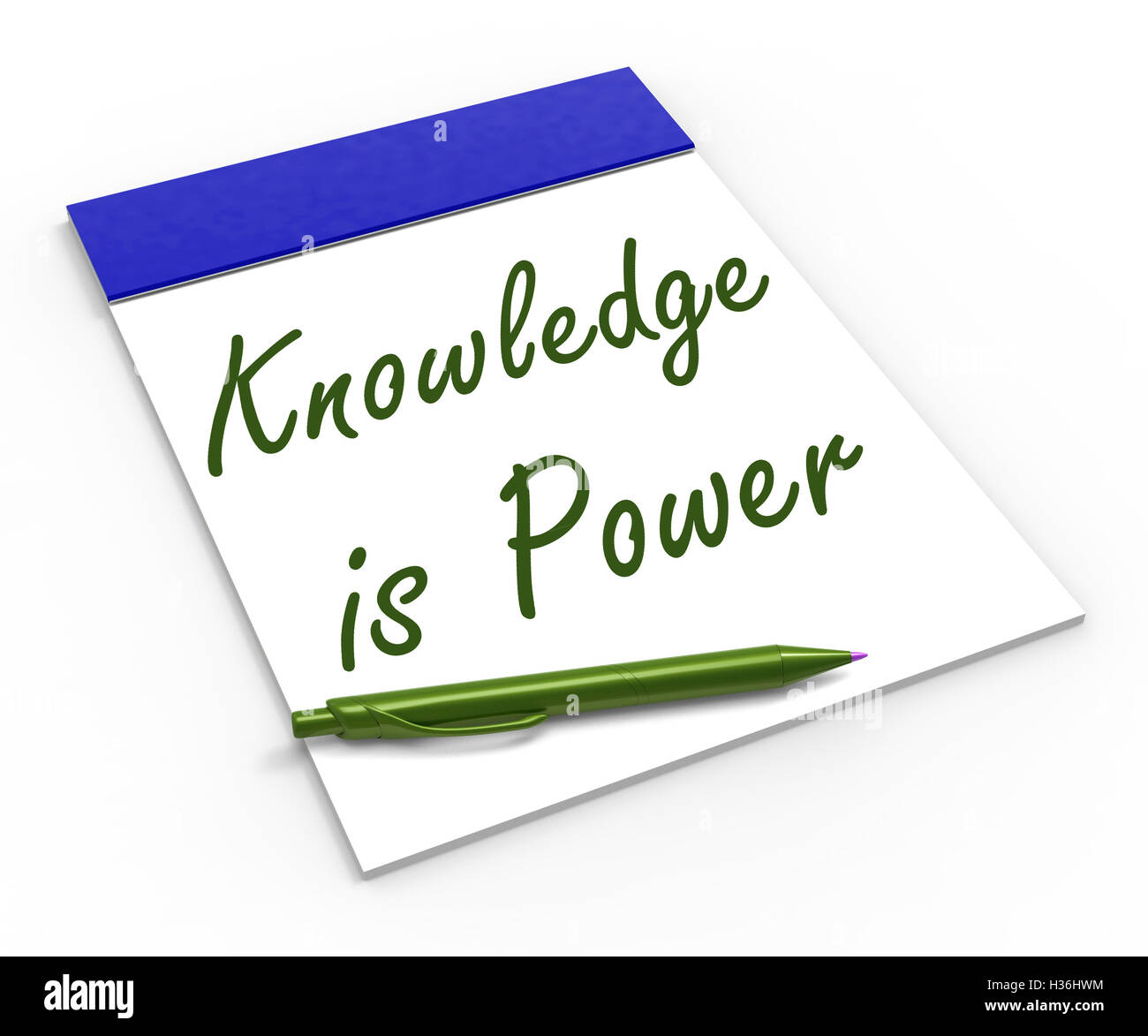 Wissen ist macht Notebook bedeutet erfolgreiche Intellekt und Menta Stockfoto