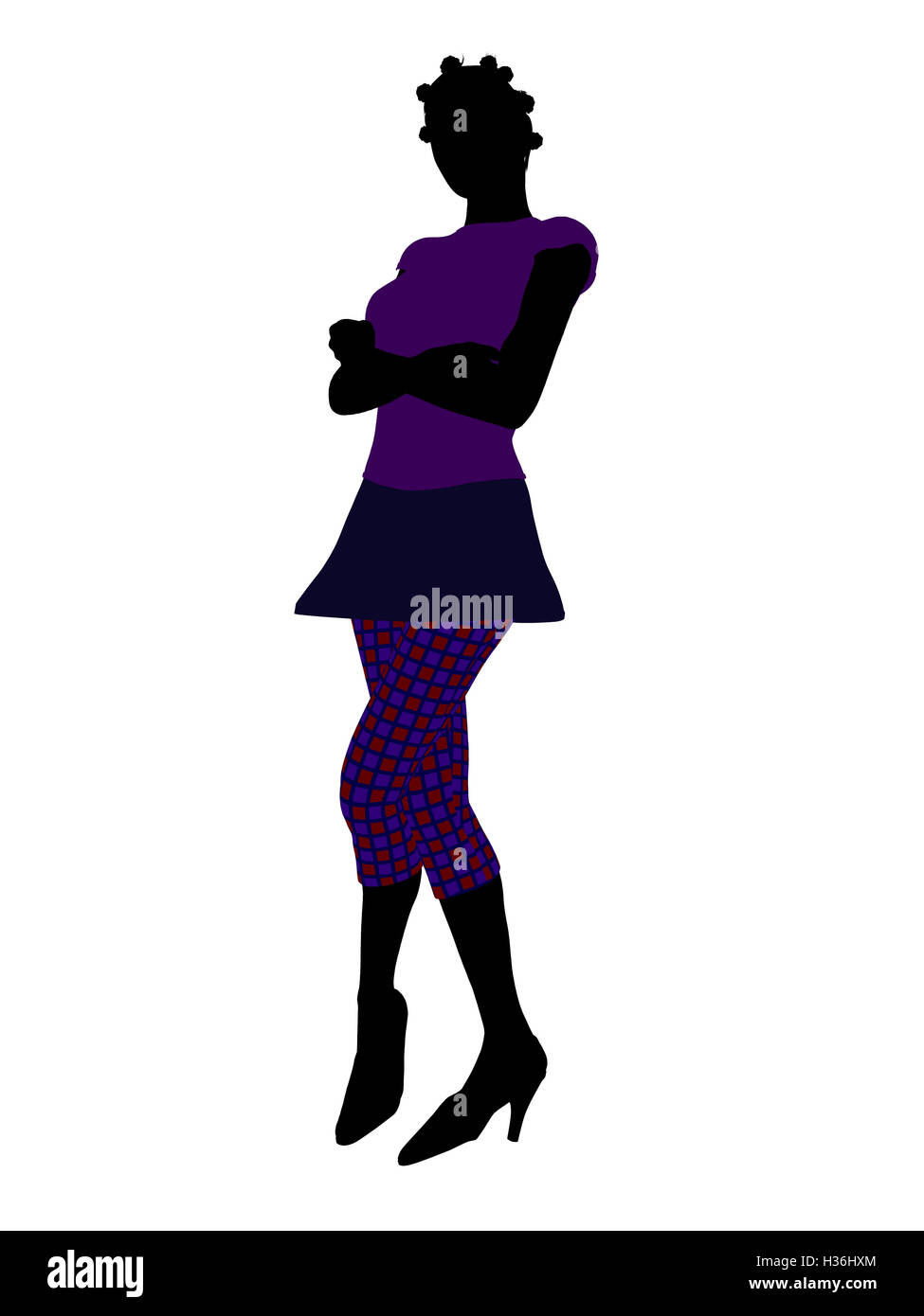 Lässige Afroamerikanerfrau Illustration Silhouette Stockfoto
