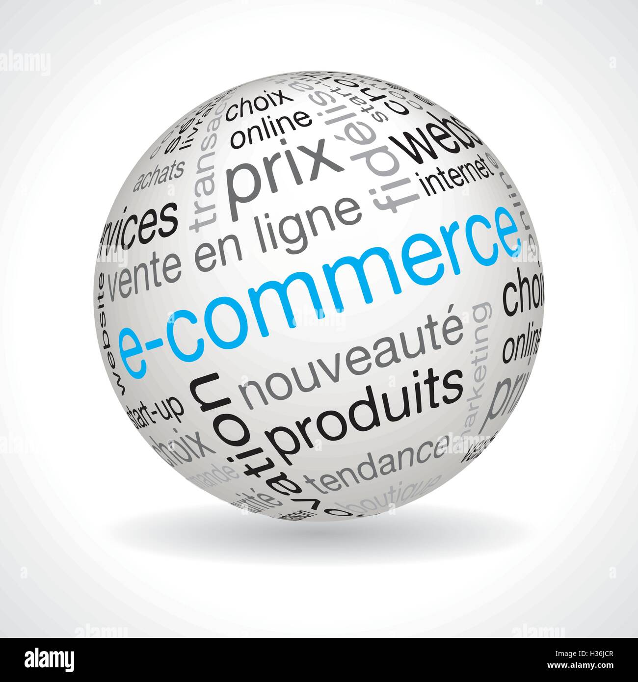 Französische e Commerce Thema Kugel Vektor mit keywords Stock Vektor