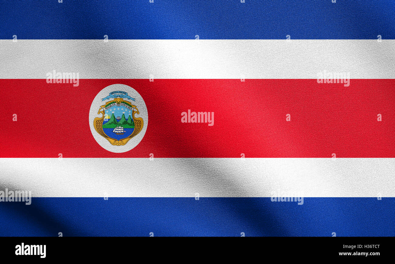 Costa Rica offizielle Nationalflagge. Patriotisches Symbol, Banner, Element, Hintergrund. Genaue Abmessungen. Richtige Größe, Farben. Stockfoto