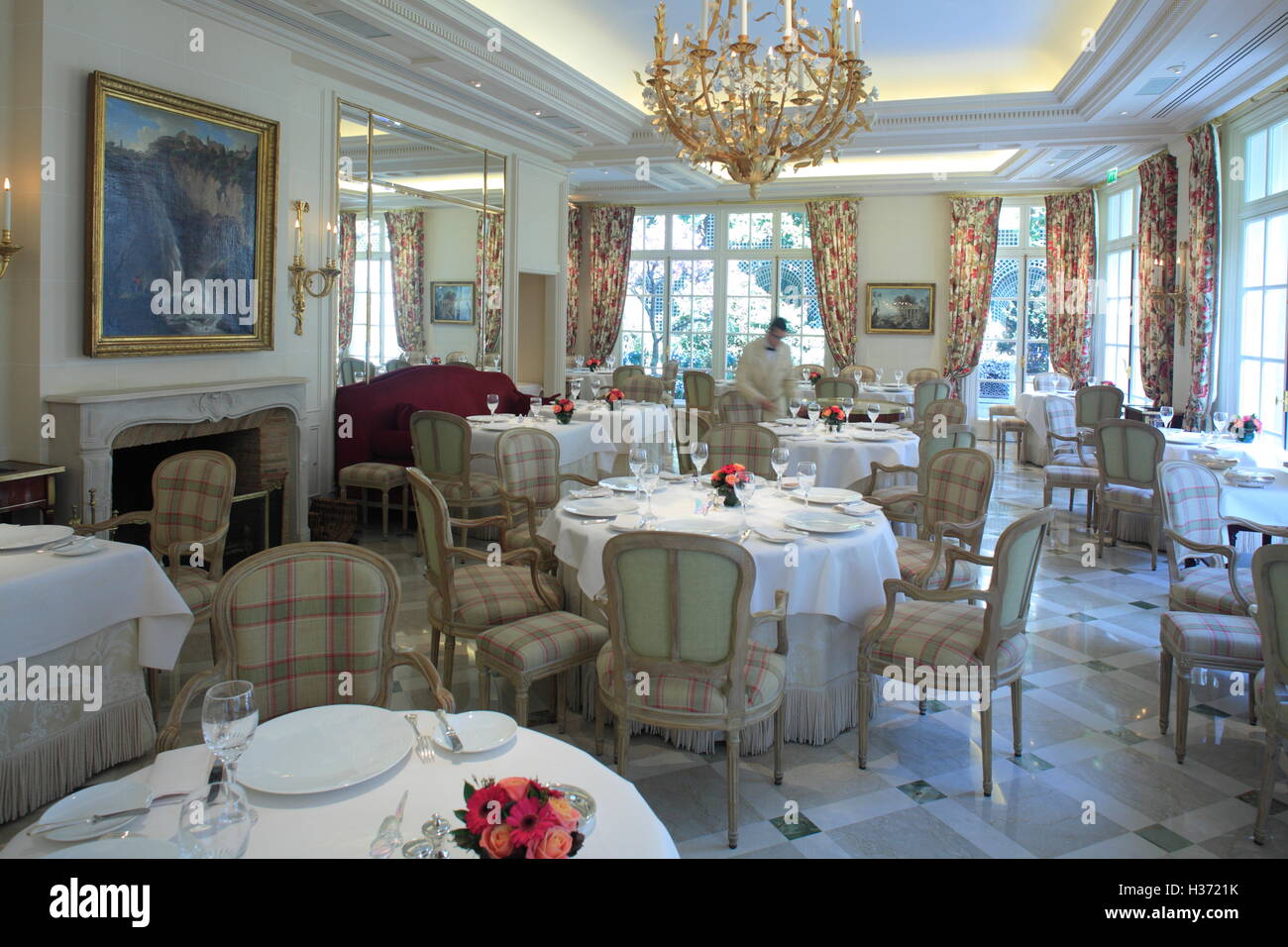 3 Michelin starrten gastronomischen Restaurant Epikur Hotel Le Bristol. Paris.France Stockfoto