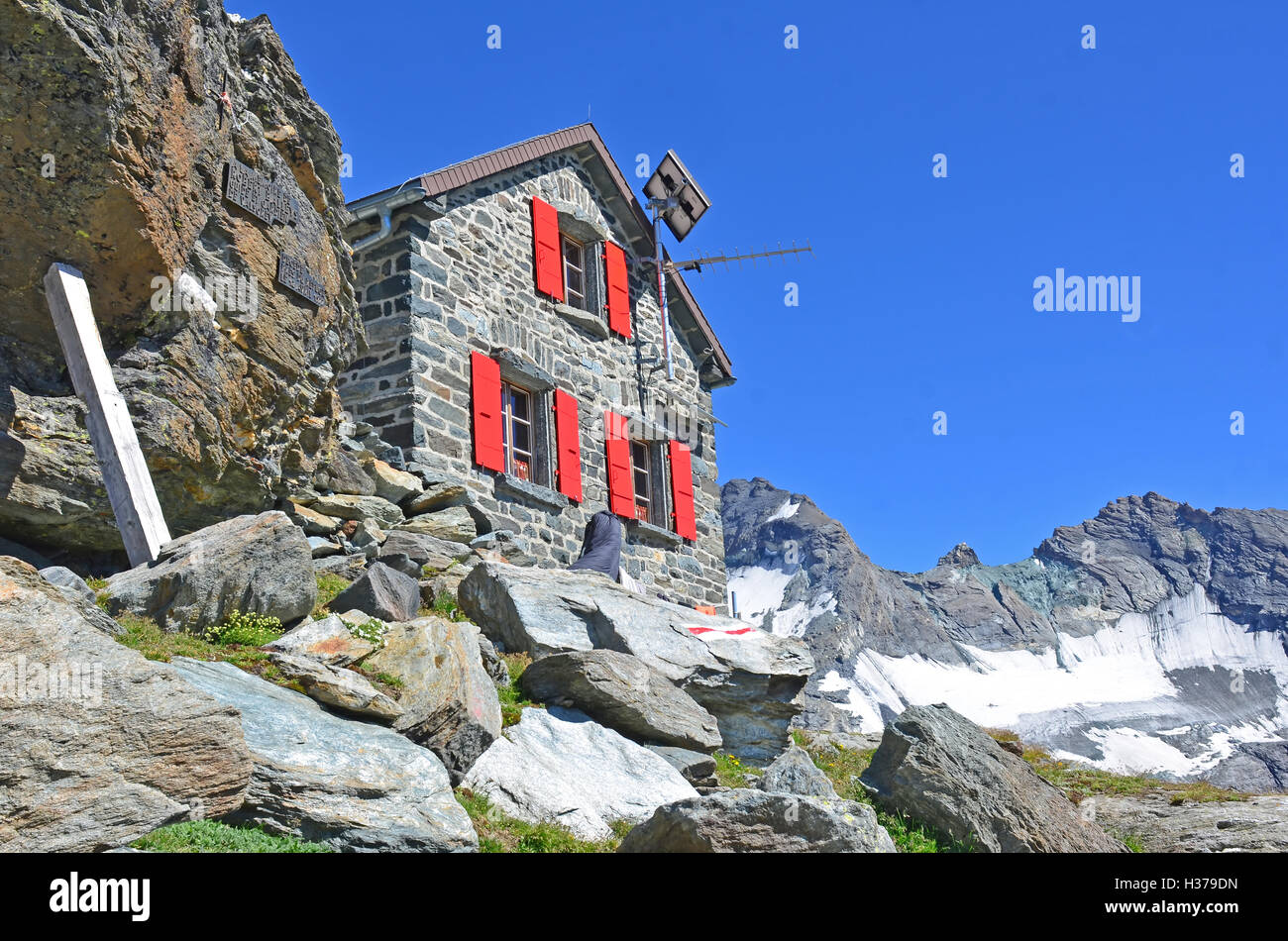 Valsorey Schutzhütte auf der Grand Combin, Schweiz Stockfoto