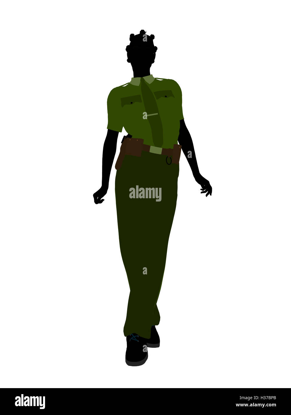 African American Female Sheriff Kunst Illustration Silhouette Stockfoto
