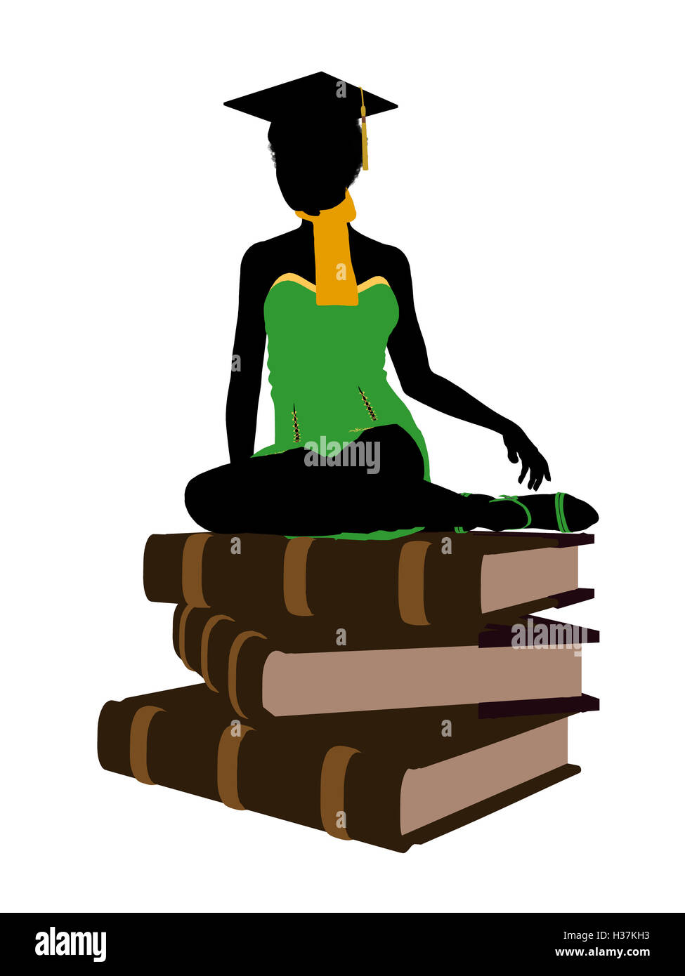 African American Graduate Illustration Silhouette Stockfoto