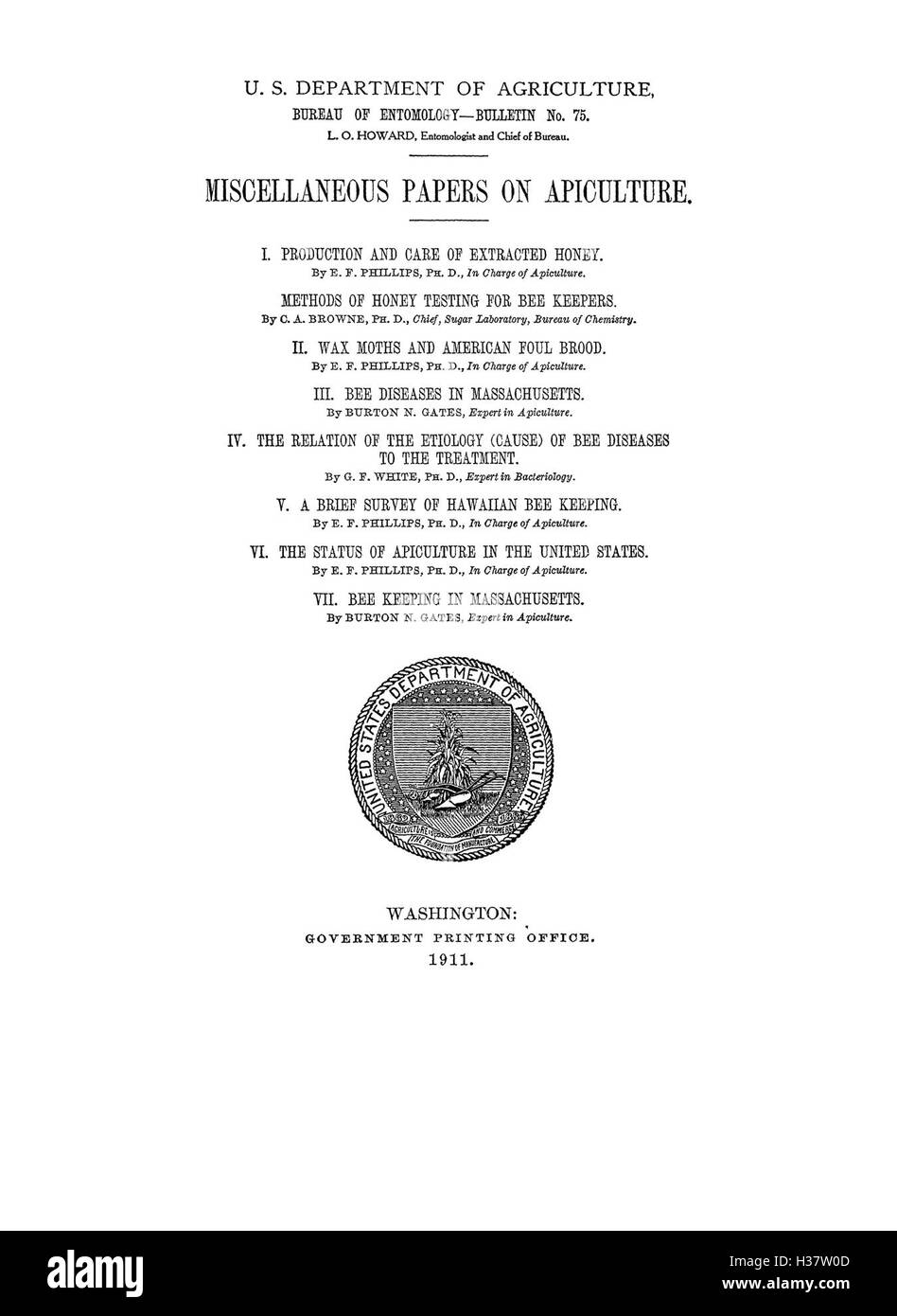 Diese Sammlung von Papieren befasst sich mit verschiedenen Aspekten der Bienenzucht, wobei der Schwerpunkt auf Honigproduktion, Bienenbewirtschaftung und der Untersuchung des Bienenverhaltens und der Gesundheit in der Bienenzucht liegt. Stockfoto