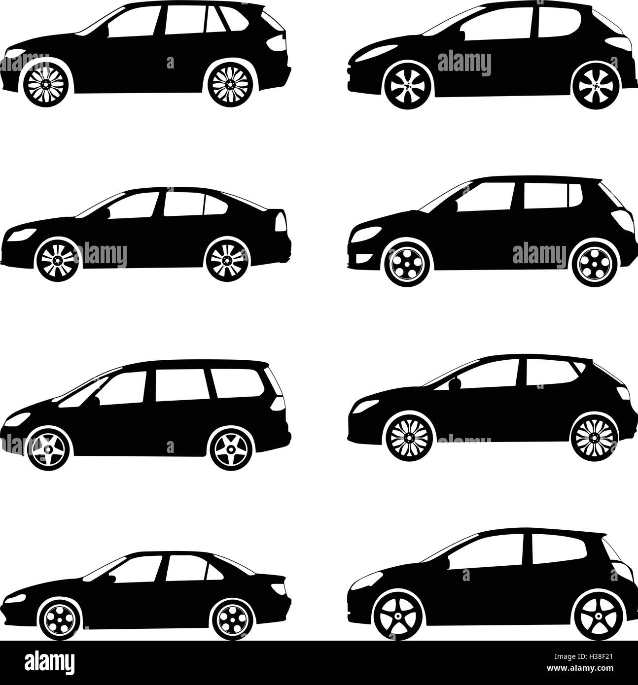 Silhouette Autos auf einem weißen Hintergrund. Vektor-Illustration. Stock Vektor