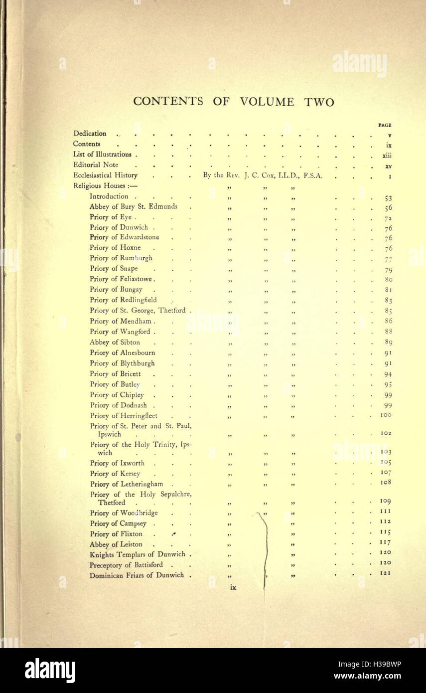 Diese historische Arbeit untersucht die Grafschaft Suffolk und konzentriert sich auf ihre Entwicklung, Geographie, bemerkenswerte Wahrzeichen und Schlüsselereignisse. Es bietet einen detaillierten Einblick in die Geschichte von Suffolk von der Antike bis hin zu modernen Entwicklungen. Stockfoto