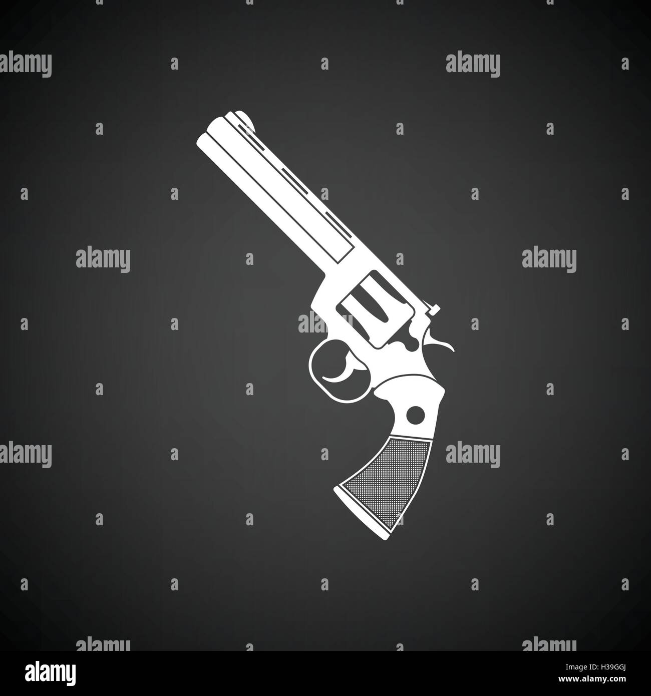 Revolver Pistole Symbol. Schwarzer Hintergrund mit weißen. Vektor-Illustration. Stock Vektor