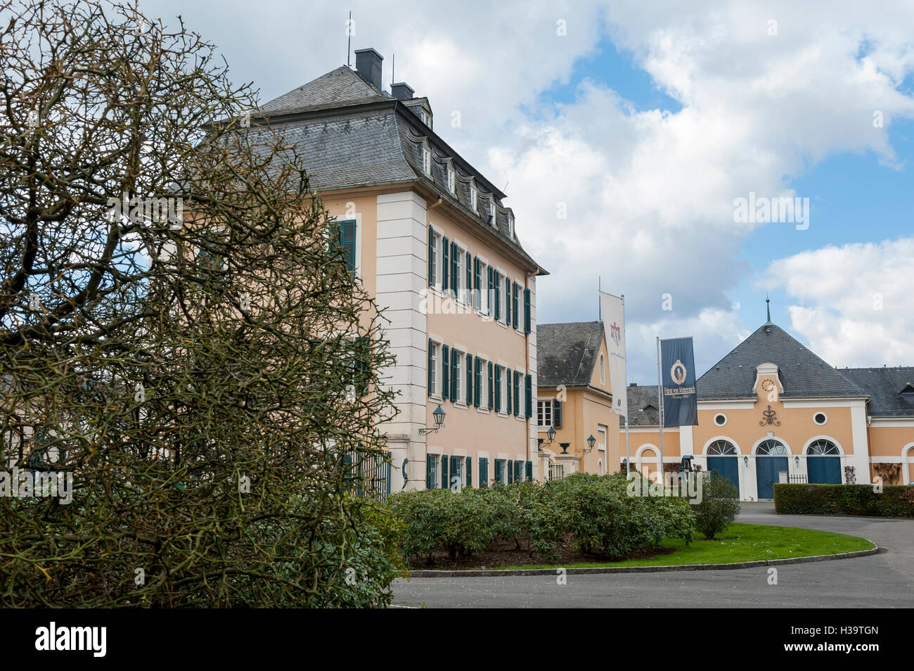 Schloss Johannisberg, Johannisberg, westlich von Wiesbaden, Hessen, in den Rheingau Weinanbaugebiet von Deutschland, Europa Stockfoto