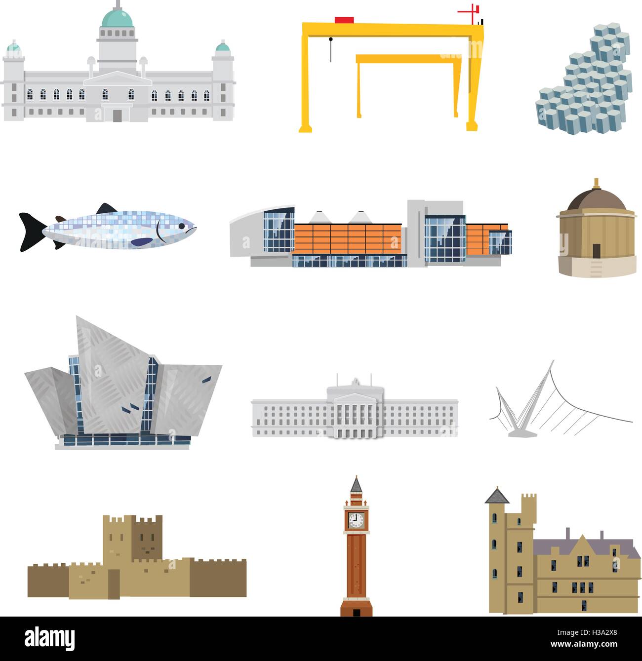 Nordirland-Sehenswürdigkeiten Stock Vektor