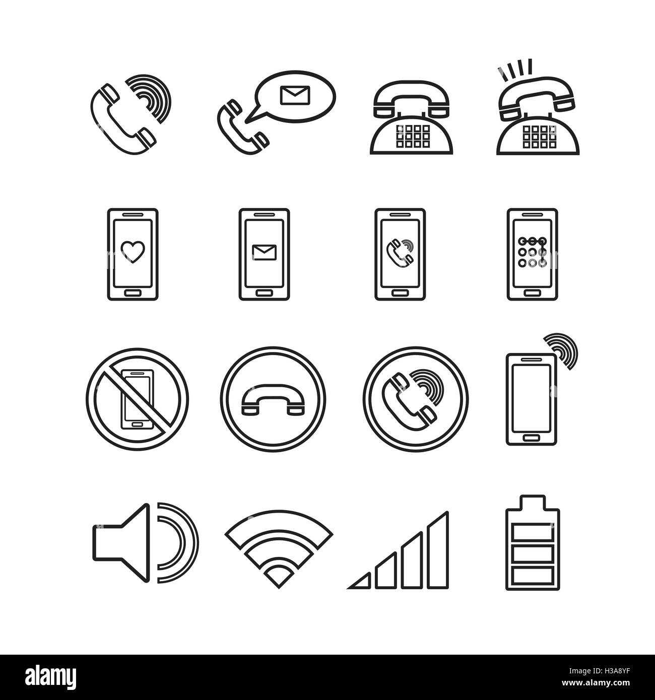 Telefon-Ikonen, Handy-Vektor-set Stock Vektor