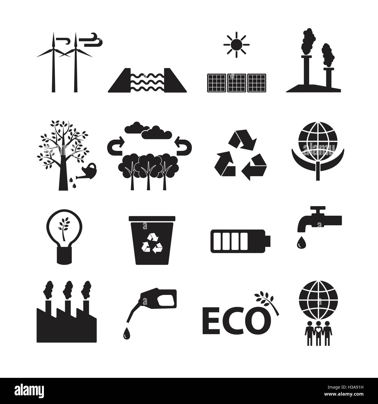 Energie und Kraft Vektor, Icon-set Stock Vektor