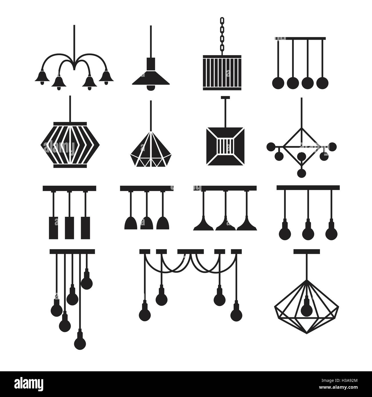 Lampe Vektor Kronleuchter Vektor Dekorieren Icon Set