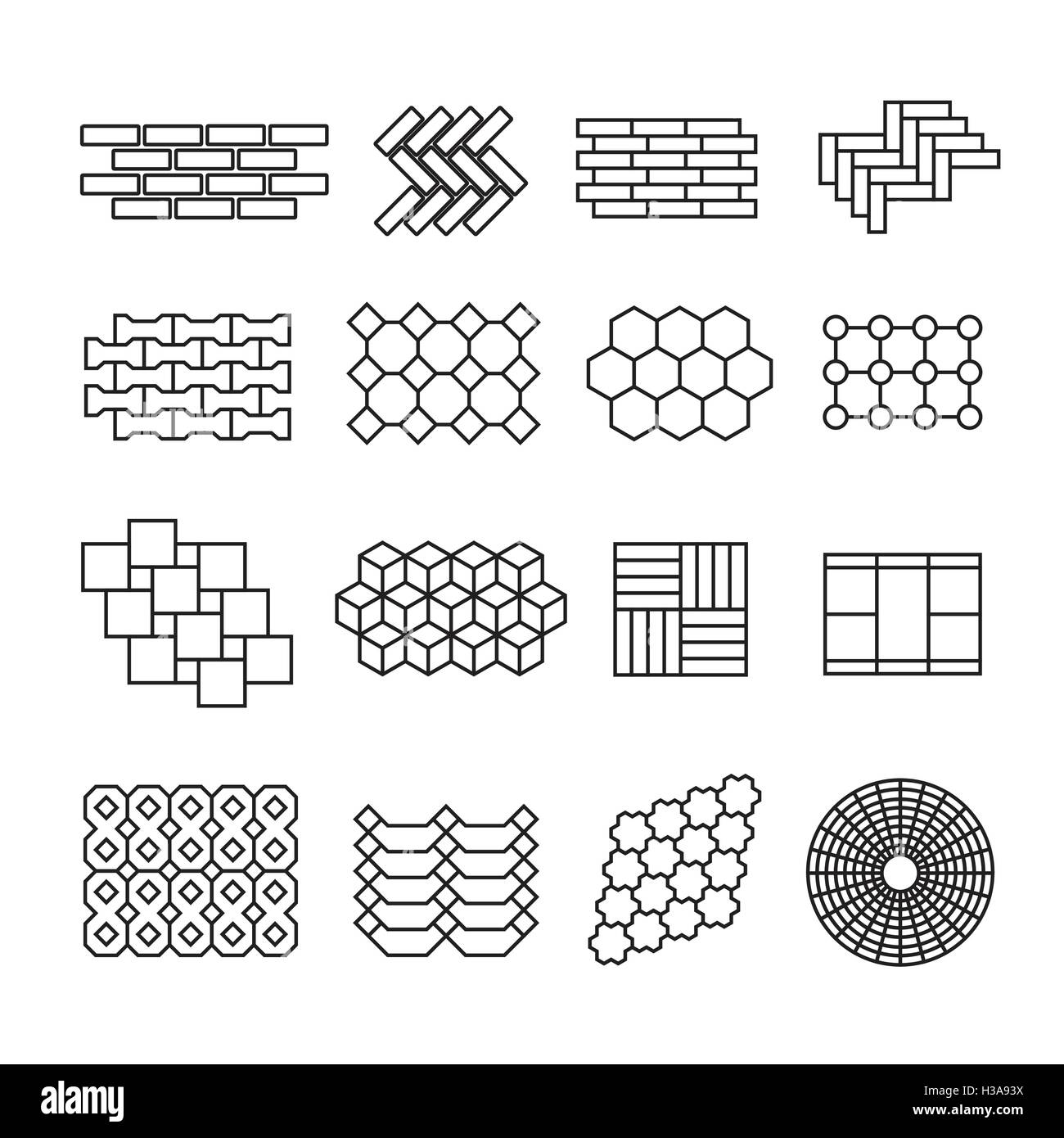 Landschaft-Design-Elemente, Pflaster-Muster-Vektor-set Stock Vektor