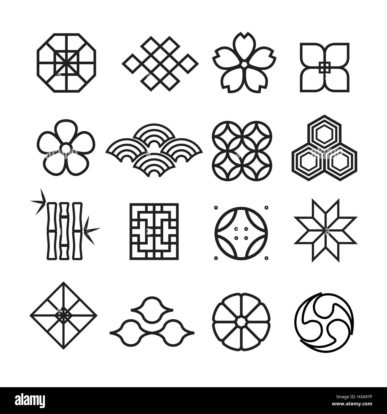 Japanische Ornament Symbol, Vektor-set Stock Vektor