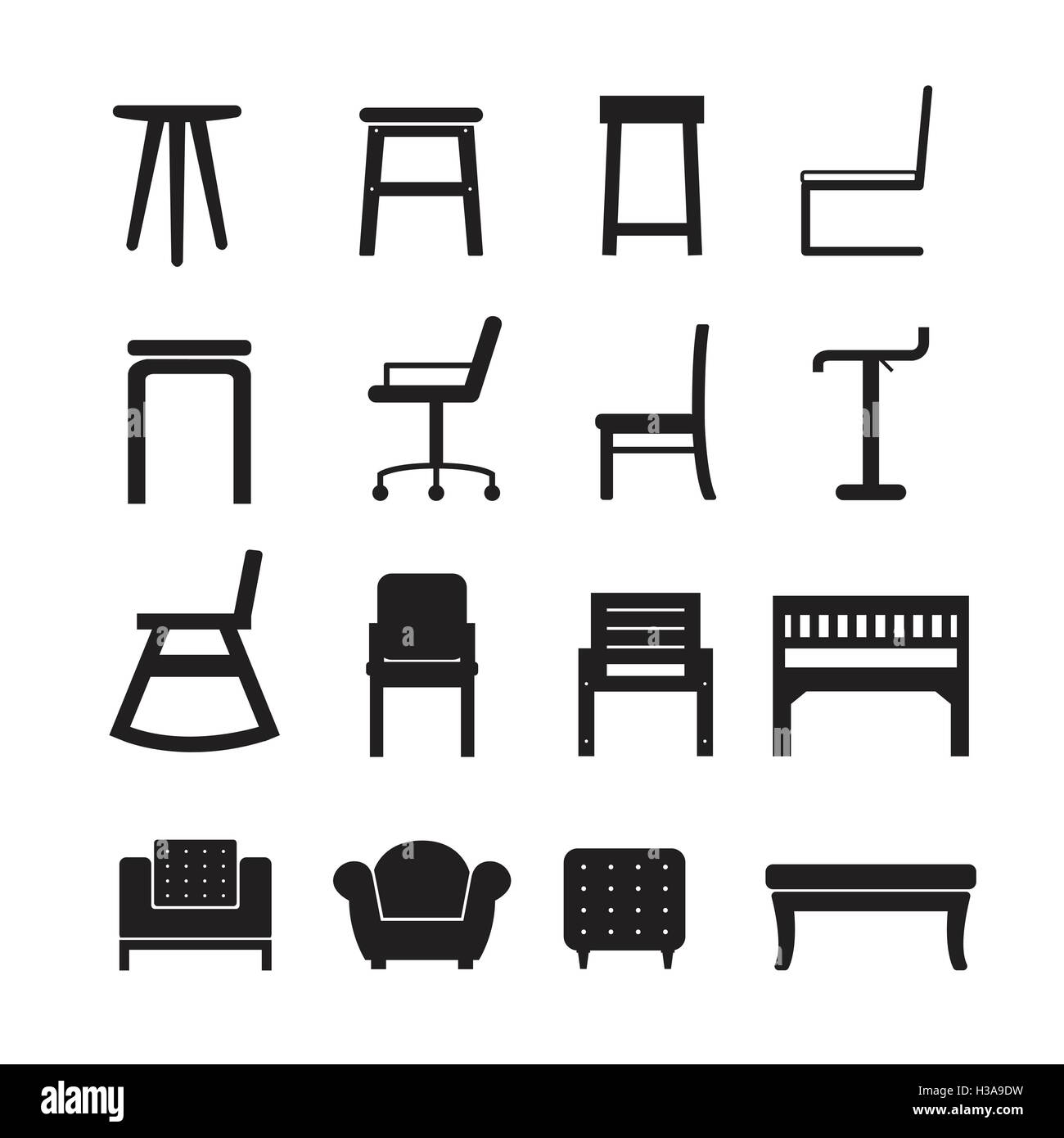 Stuhl-Vektor, Möbel-set Stock Vektor