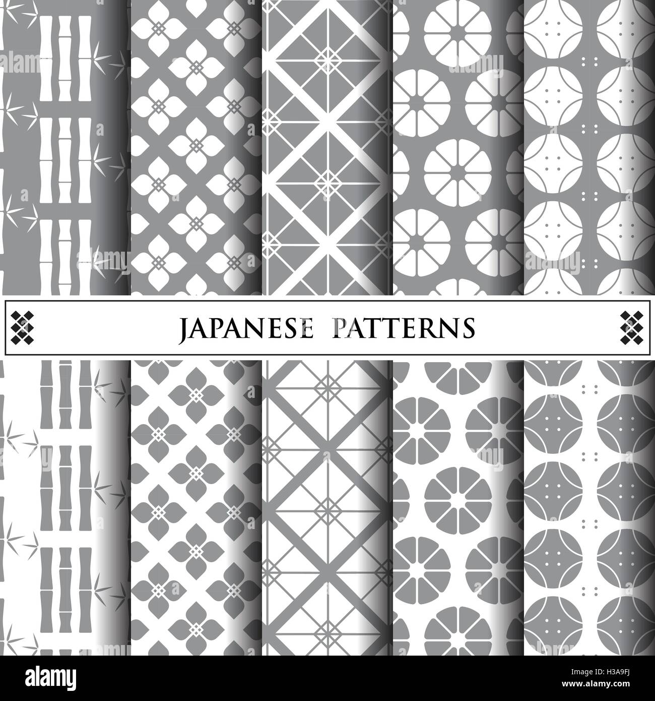 japanische Vektormuster, Musterfüllungen, Hintergrund Webseite Oberflächenstrukturen Stock Vektor