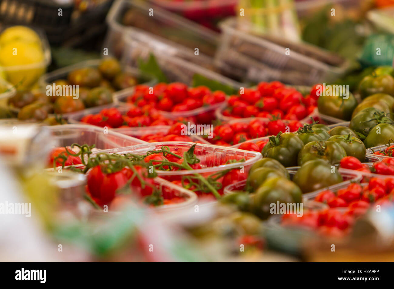 Detailansicht auf Lebensmittelmarkt in Rom hautnah Stockfoto