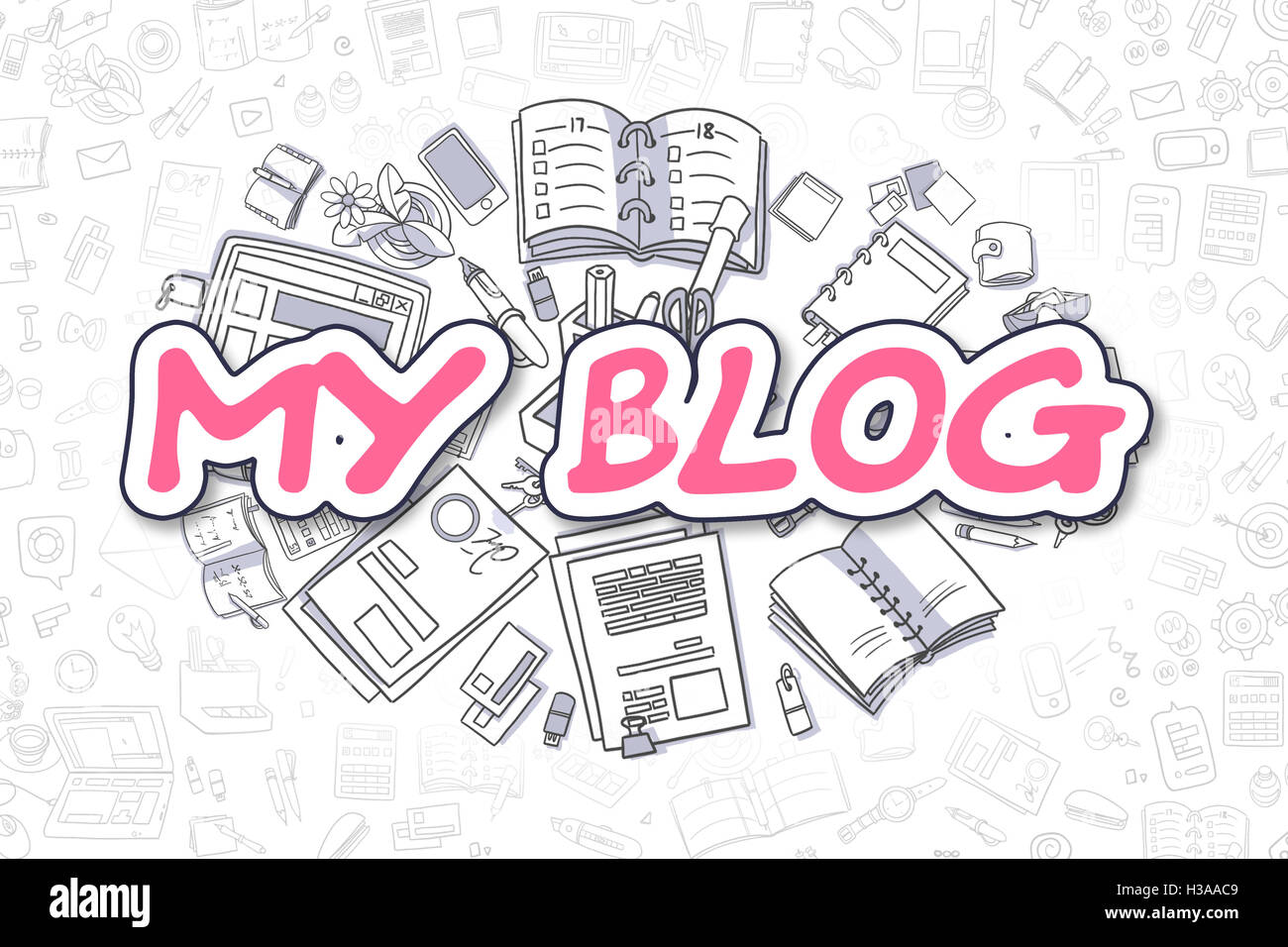 Mein Blog - Doodle Magenta Text. Business-Konzept. Stockfoto