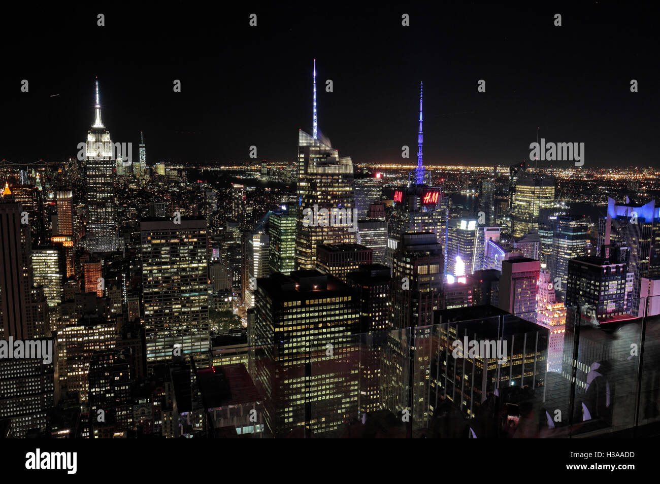 Luftbild von der "Top of the World" Aussichtsplattform, Manhattan, New York. Stockfoto